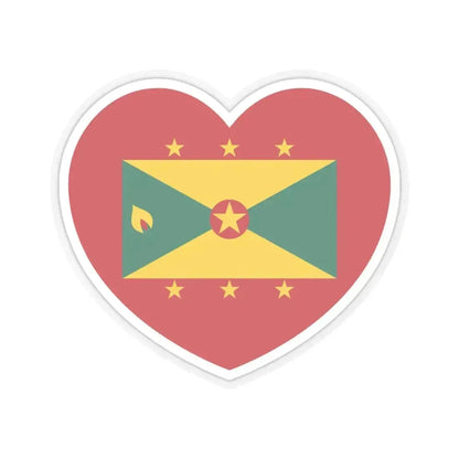 Heart Flag of Grenada - STICKER Vinyl Kiss-Cut Decal 6 Inch Transparent - The Sticker Space