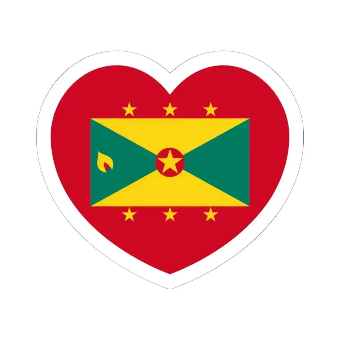 Heart Flag of Grenada - STICKER Vinyl Kiss-Cut Decal 6 Inch White - The Sticker Space