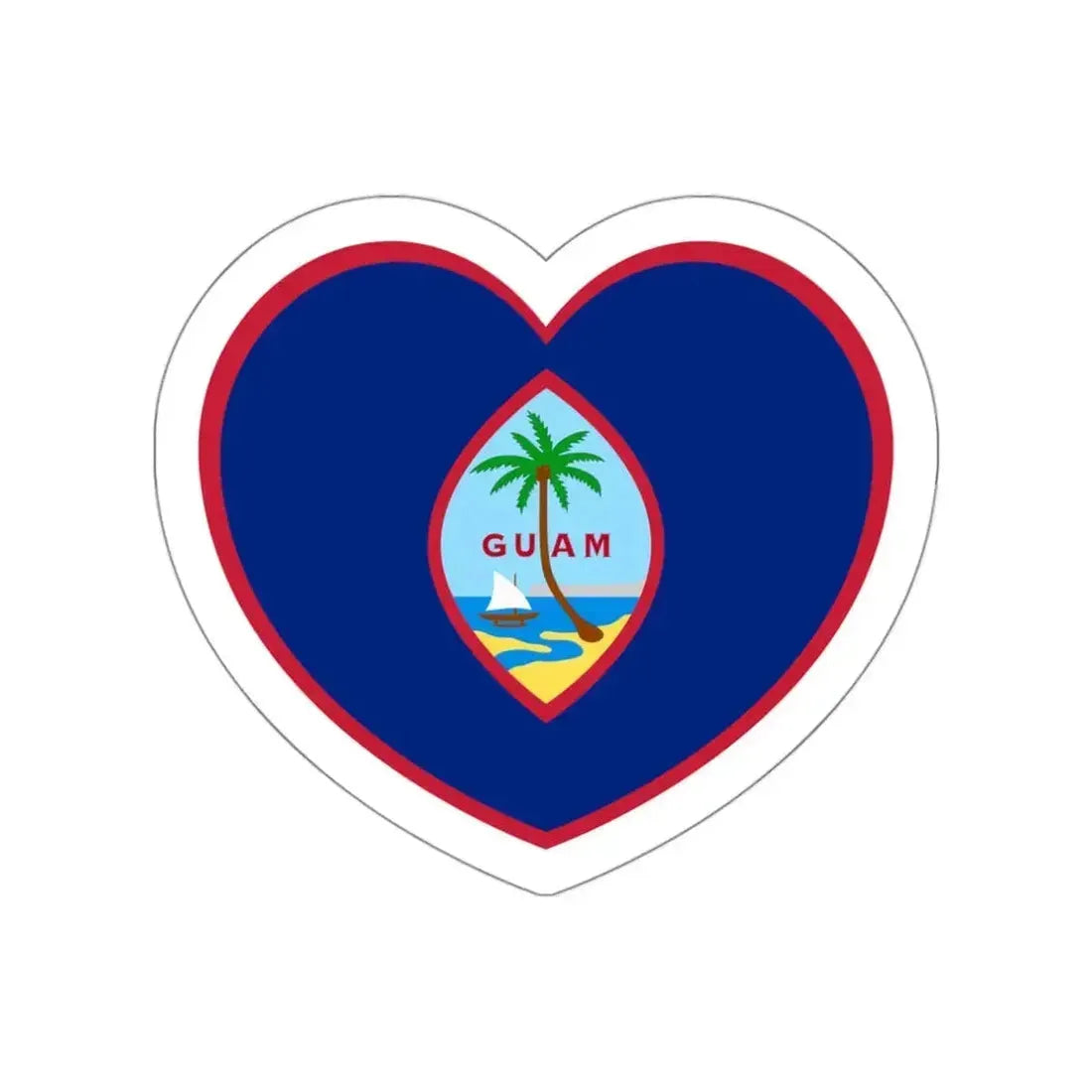 Heart Flag of Guam - STICKER Vinyl Die-Cut Decal White Die-Cut 3 Inch - The Sticker Space