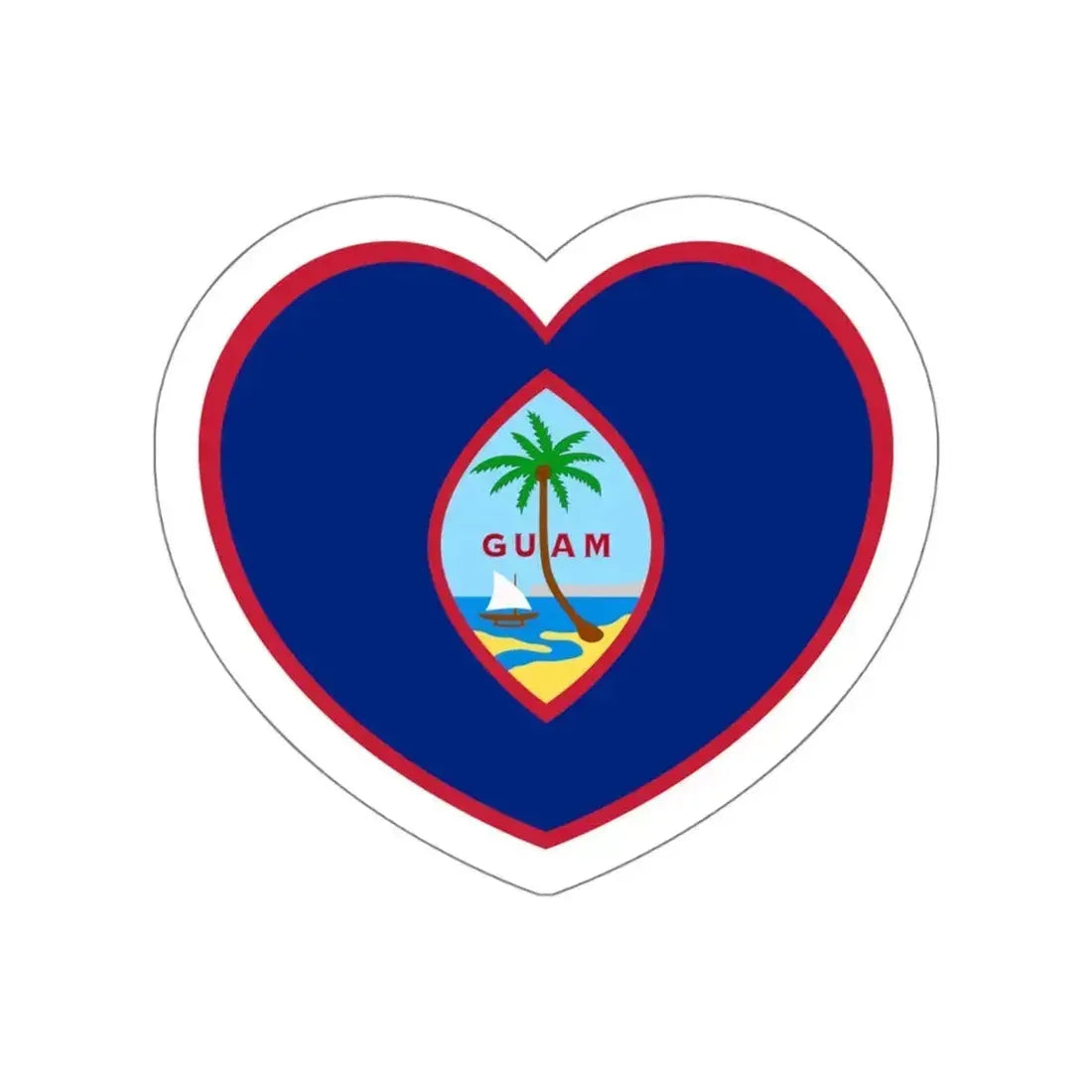 Heart Flag of Guam - STICKER Vinyl Die-Cut Decal White Die-Cut 6 Inch - The Sticker Space