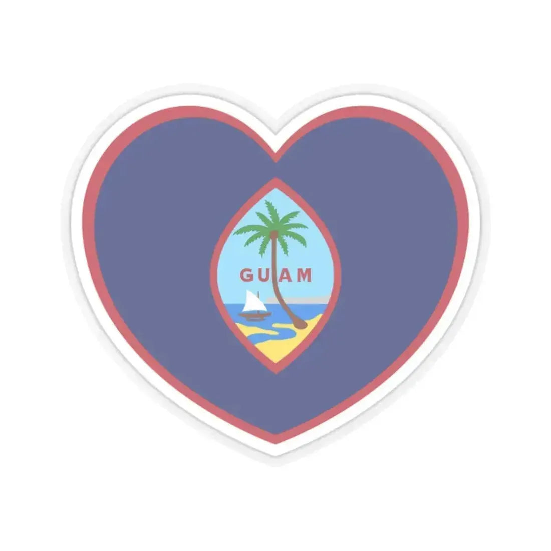Heart Flag of Guam - STICKER Vinyl Kiss-Cut Decal 2 Inch Transparent - The Sticker Space