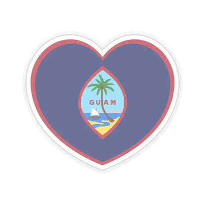 Heart Flag of Guam - STICKER Vinyl Kiss-Cut Decal 2 Inch Transparent - The Sticker Space