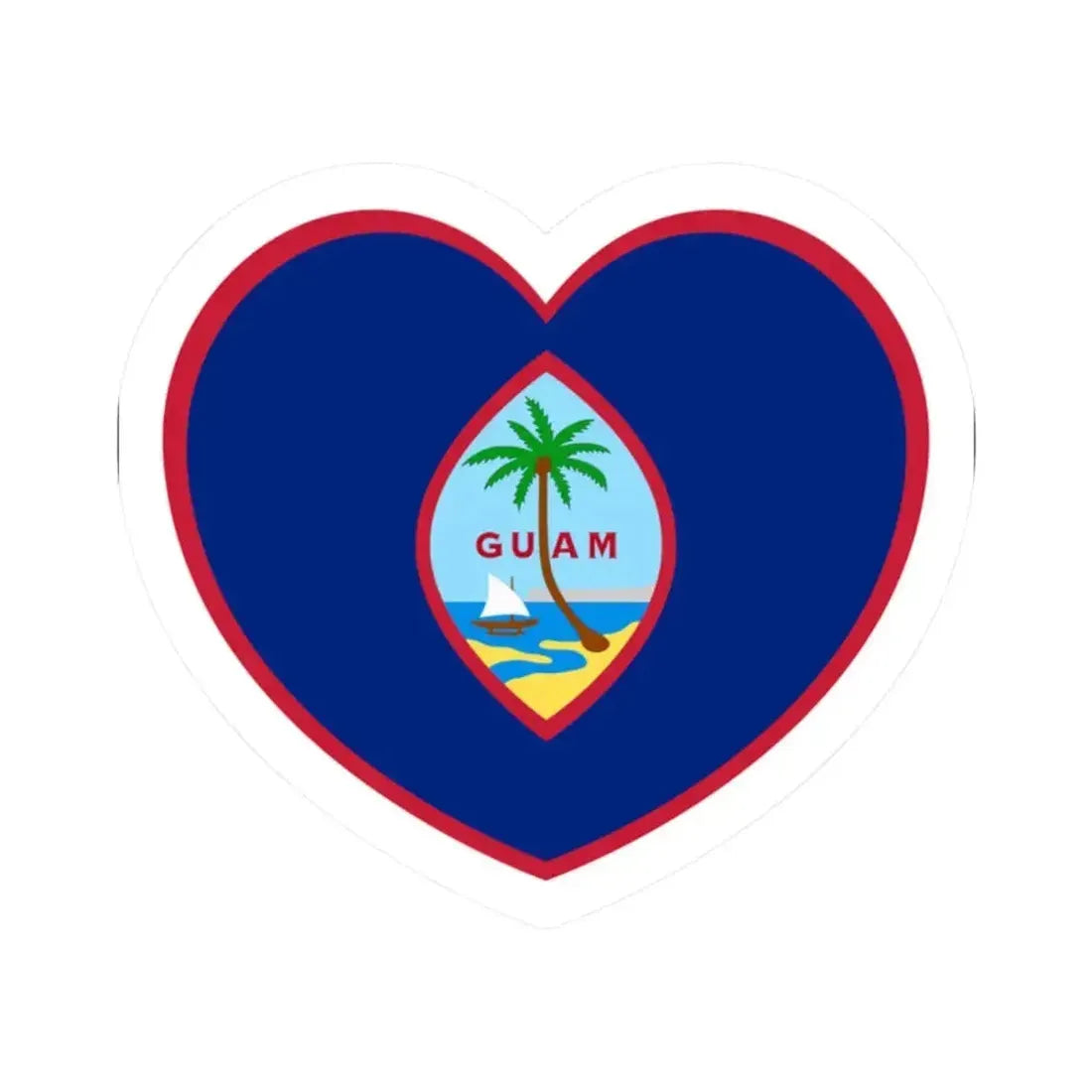 Heart Flag of Guam - STICKER Vinyl Kiss-Cut Decal 2 Inch White - The Sticker Space