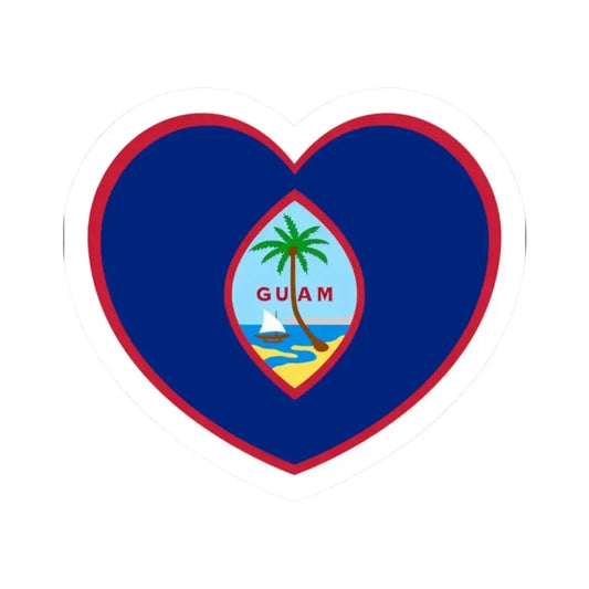 Heart Flag of Guam - STICKER Vinyl Kiss-Cut Decal 2 Inch White - The Sticker Space