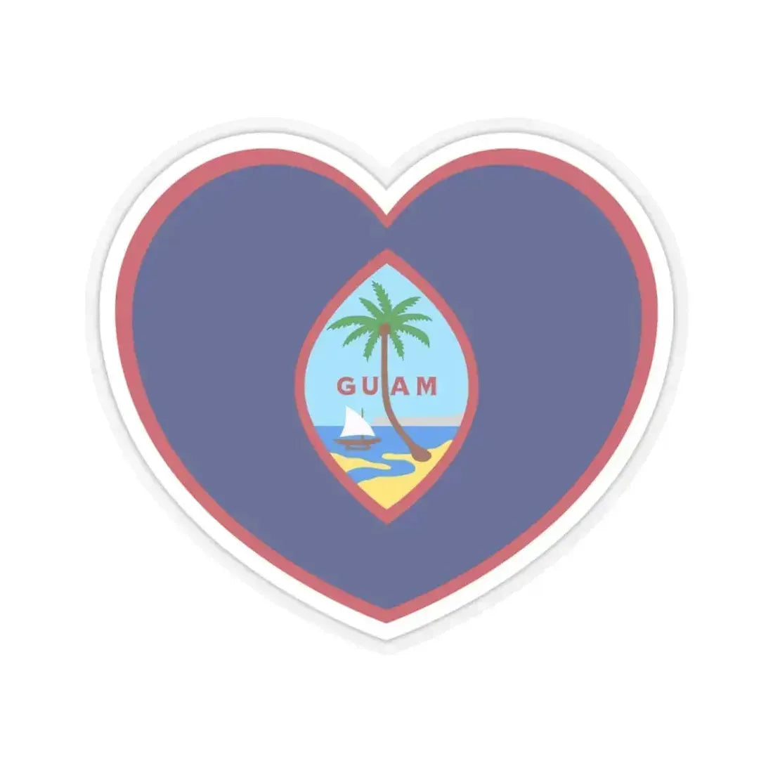 Heart Flag of Guam - STICKER Vinyl Kiss-Cut Decal 3 Inch Transparent - The Sticker Space