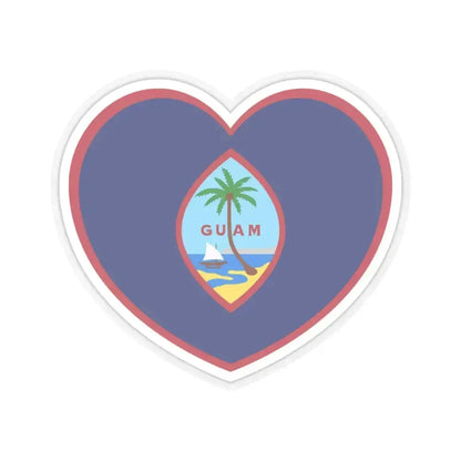 Heart Flag of Guam - STICKER Vinyl Kiss-Cut Decal 3 Inch Transparent - The Sticker Space