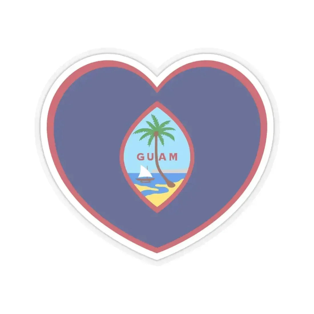 Heart Flag of Guam - STICKER Vinyl Kiss-Cut Decal 4 Inch Transparent - The Sticker Space