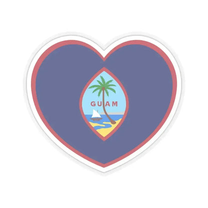 Heart Flag of Guam - STICKER Vinyl Kiss-Cut Decal 4 Inch Transparent - The Sticker Space