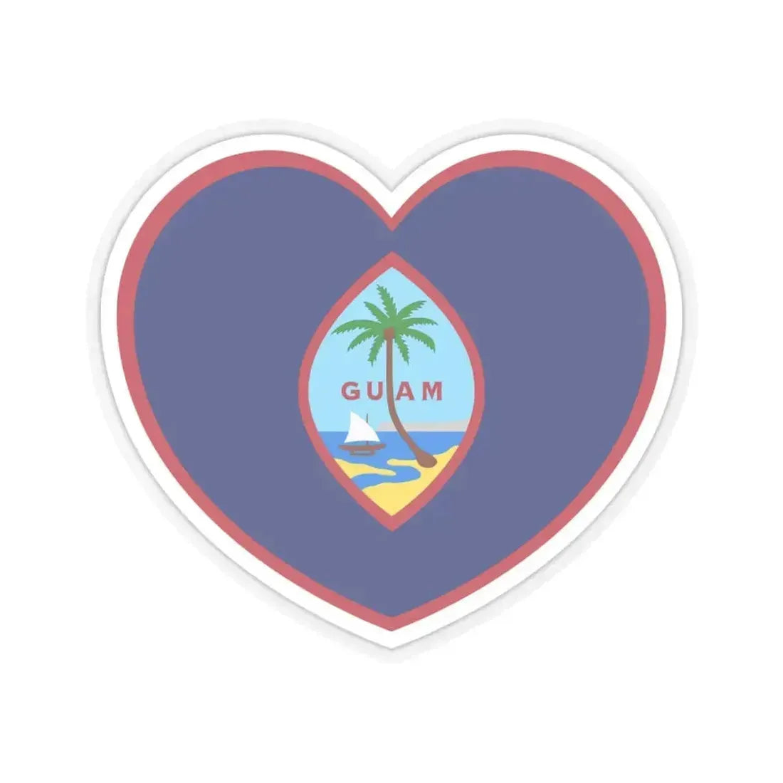 Heart Flag of Guam - STICKER Vinyl Kiss-Cut Decal 6 Inch Transparent - The Sticker Space