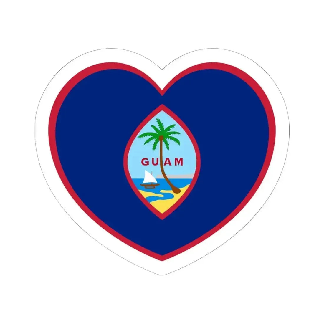 Heart Flag of Guam - STICKER Vinyl Kiss-Cut Decal 6 Inch White - The Sticker Space