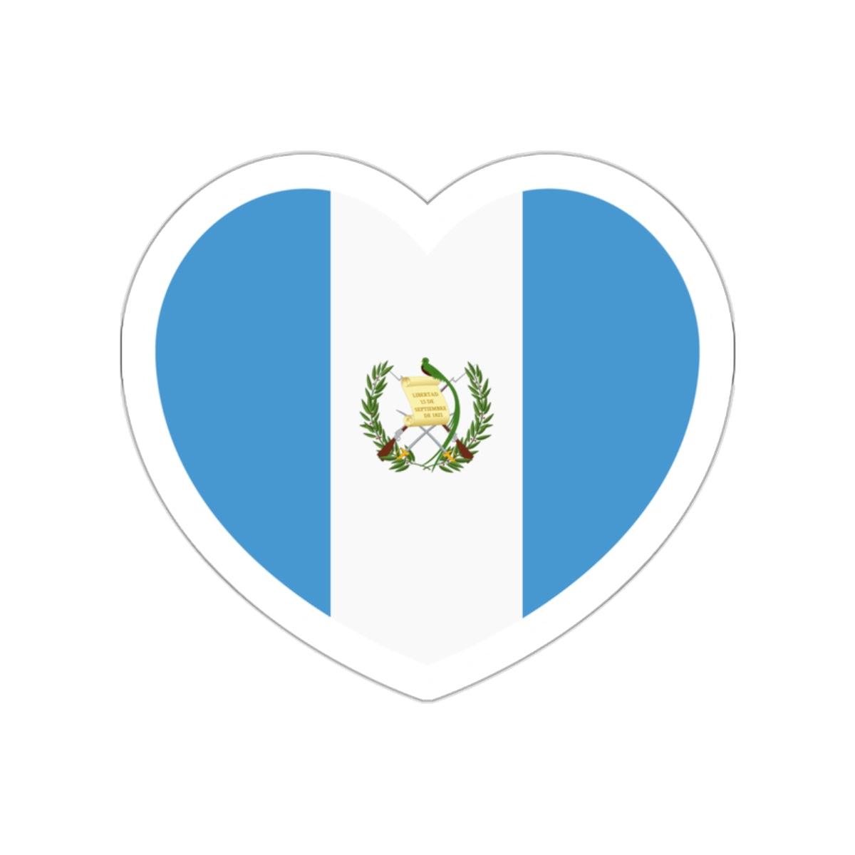 Heart Flag of Guatemala - STICKER Vinyl Die-Cut Decal-White-The Sticker Space