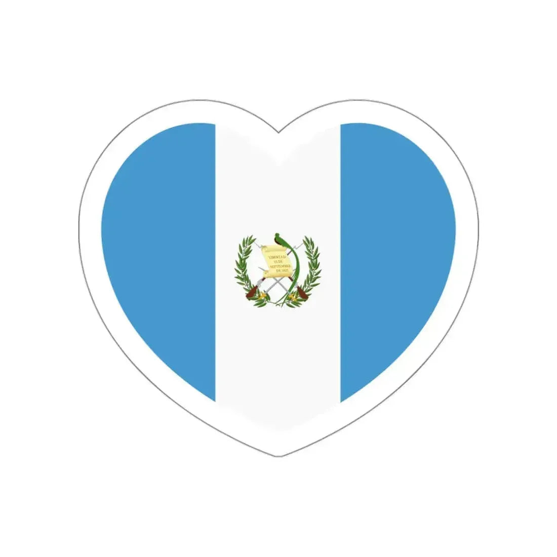 Heart Flag of Guatemala - STICKER Vinyl Die-Cut Decal White Die-Cut 3 Inch - The Sticker Space