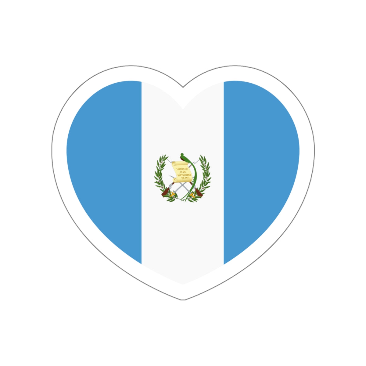 Heart Flag of Guatemala - STICKER Vinyl Die-Cut Decal-White-The Sticker Space