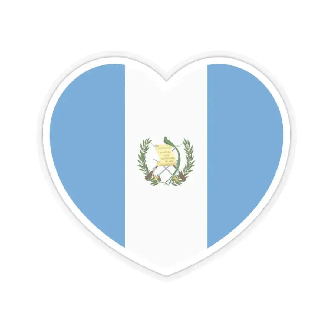 Heart Flag of Guatemala - STICKER Vinyl Kiss-Cut Decal 3 Inch Transparent - The Sticker Space