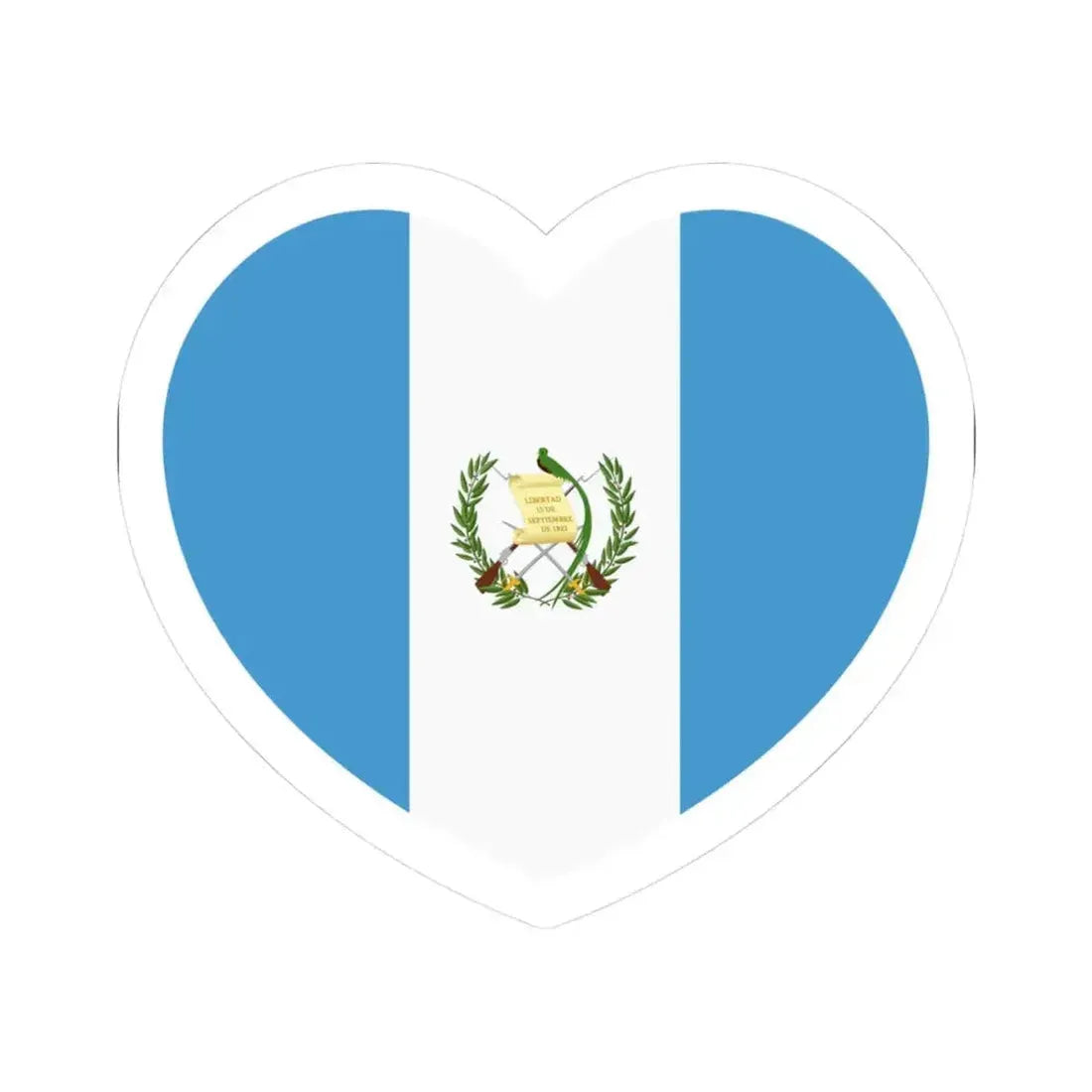 Heart Flag of Guatemala - STICKER Vinyl Kiss-Cut Decal 3 Inch White - The Sticker Space