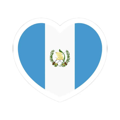 Heart Flag of Guatemala - STICKER Vinyl Kiss-Cut Decal 3 Inch White - The Sticker Space