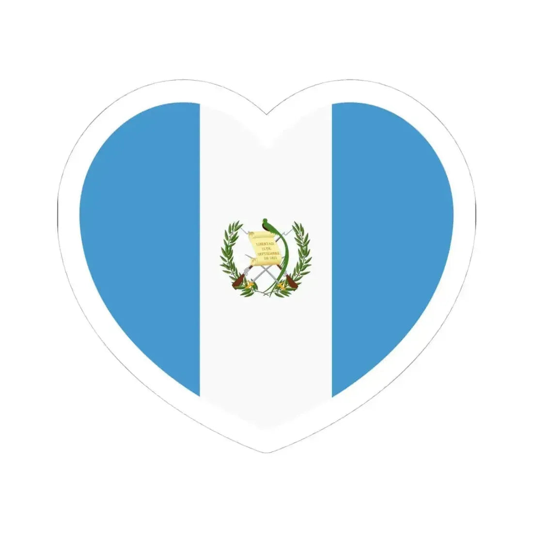 Heart Flag of Guatemala - STICKER Vinyl Kiss-Cut Decal 4 Inch White - The Sticker Space
