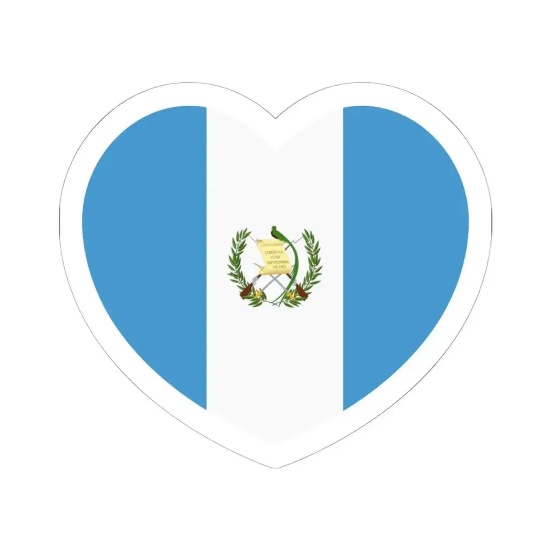 Heart Flag of Guatemala - STICKER Vinyl Kiss-Cut Decal 6 Inch White - The Sticker Space