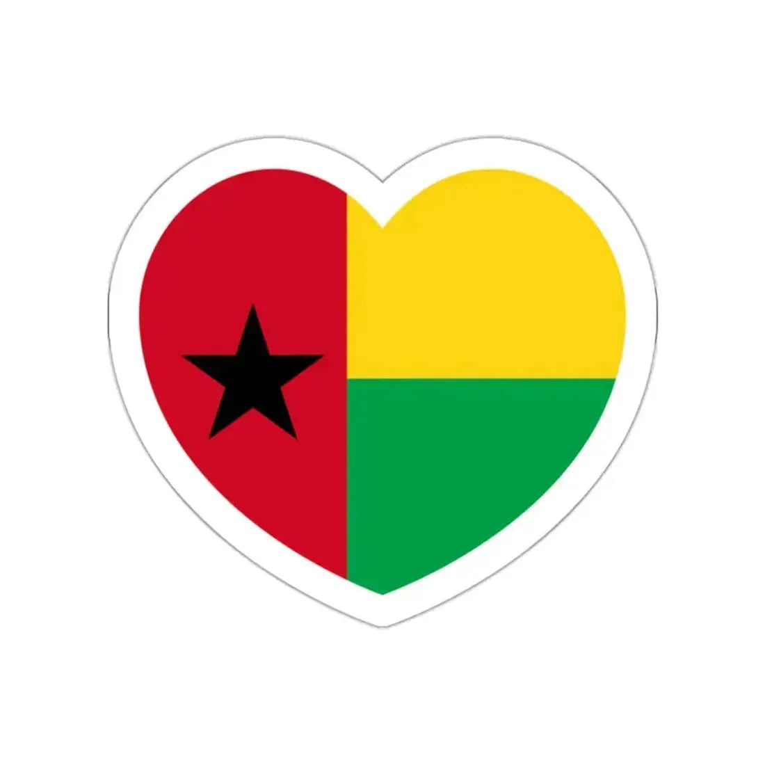 Heart Flag of Guinea-Bissau - STICKER Vinyl Die-Cut Decal White Die-Cut 2 Inch - The Sticker Space