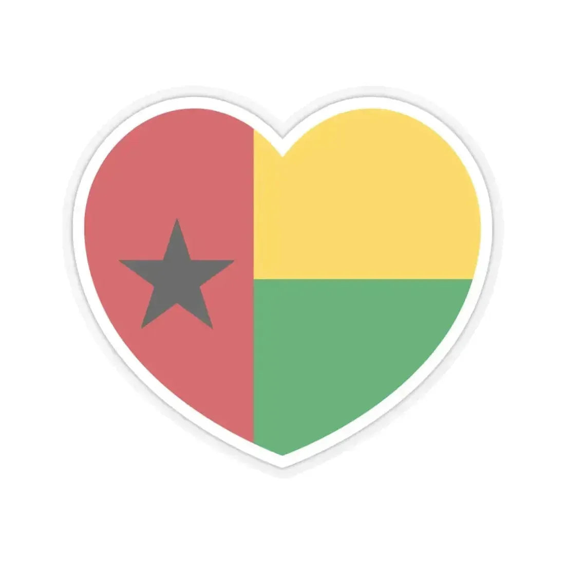 Heart Flag of Guinea-Bissau - STICKER Vinyl Kiss-Cut Decal 4 Inch Transparent - The Sticker Space