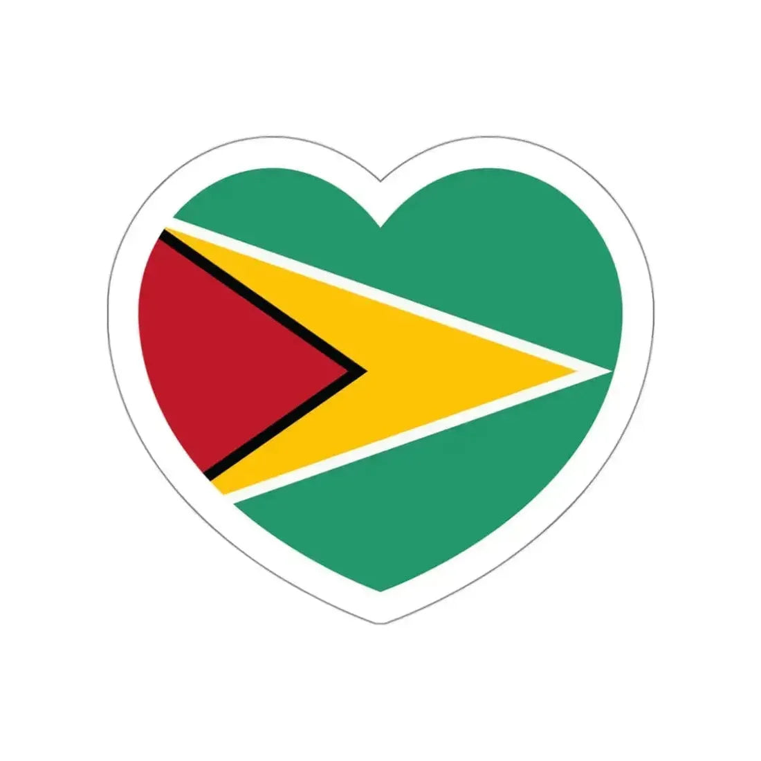 Heart Flag of Guyana - STICKER Vinyl Die-Cut Decal White Die-Cut 3 Inch - The Sticker Space