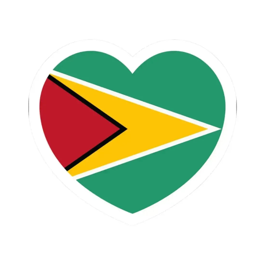 Heart Flag of Guyana - STICKER Vinyl Kiss-Cut Decal 2 Inch White - The Sticker Space