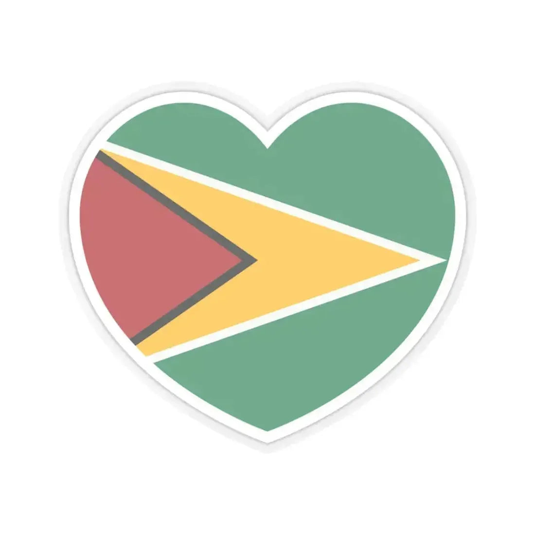Heart Flag of Guyana - STICKER Vinyl Kiss-Cut Decal 3 Inch Transparent - The Sticker Space