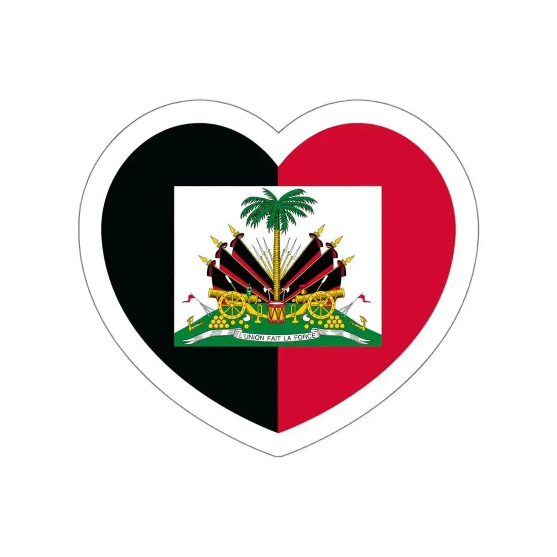 Heart Flag of Haiti 1964-1986 - STICKER Vinyl Die-Cut Decal White Die-Cut 4 Inch - The Sticker Space