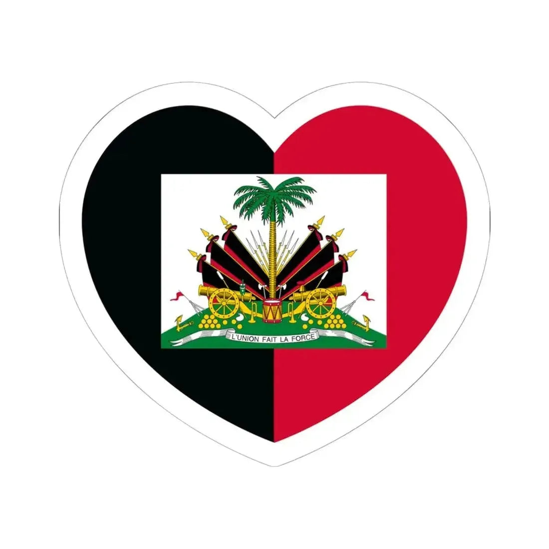 Heart Flag of Haiti 1964-1986 - STICKER Vinyl Kiss-Cut Decal 6 Inch White - The Sticker Space