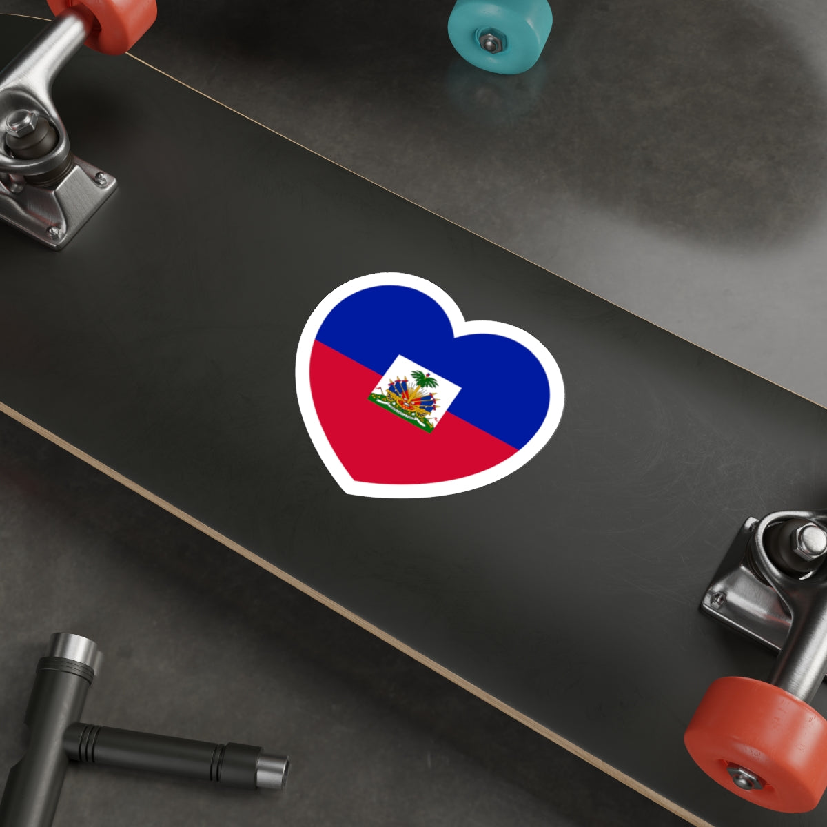 Heart Flag of Haiti - STICKER Vinyl Die-Cut Decal-The Sticker Space