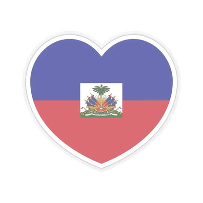 Heart Flag of Haiti - STICKER Vinyl Kiss-Cut Decal 3 Inch Transparent - The Sticker Space