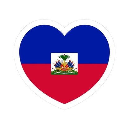 Heart Flag of Haiti - STICKER Vinyl Kiss-Cut Decal 3 Inch White - The Sticker Space