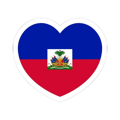 Heart Flag of Haiti - STICKER Vinyl Kiss-Cut Decal 4 Inch White - The Sticker Space