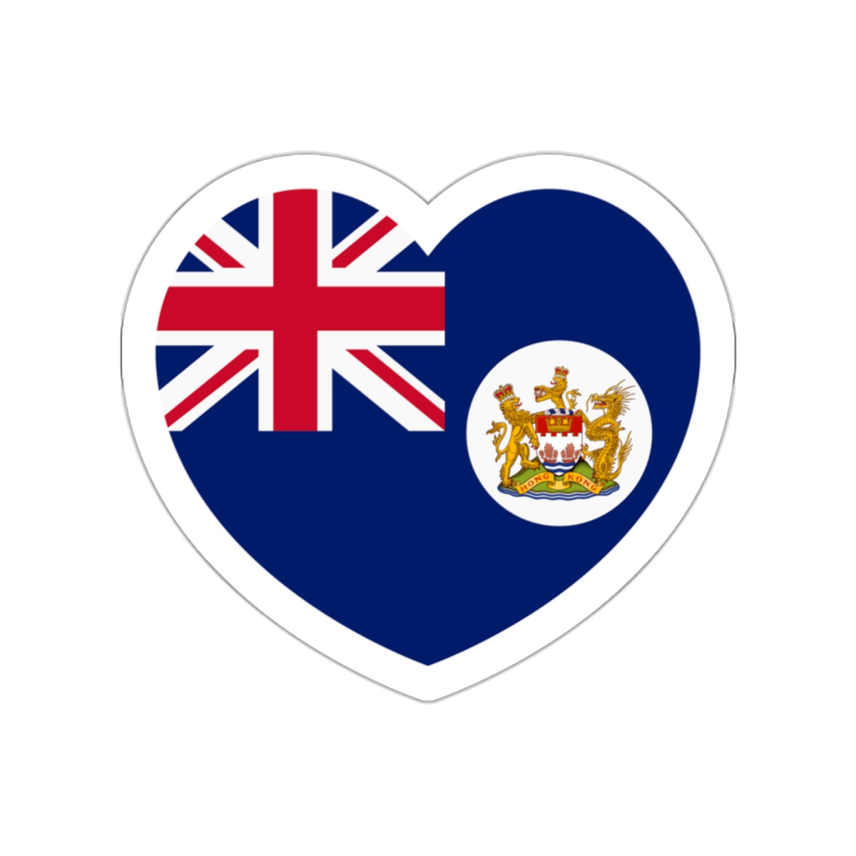 Heart Flag of Hong Kong 1959-1997 - STICKER Vinyl Die-Cut Decal-White-The Sticker Space