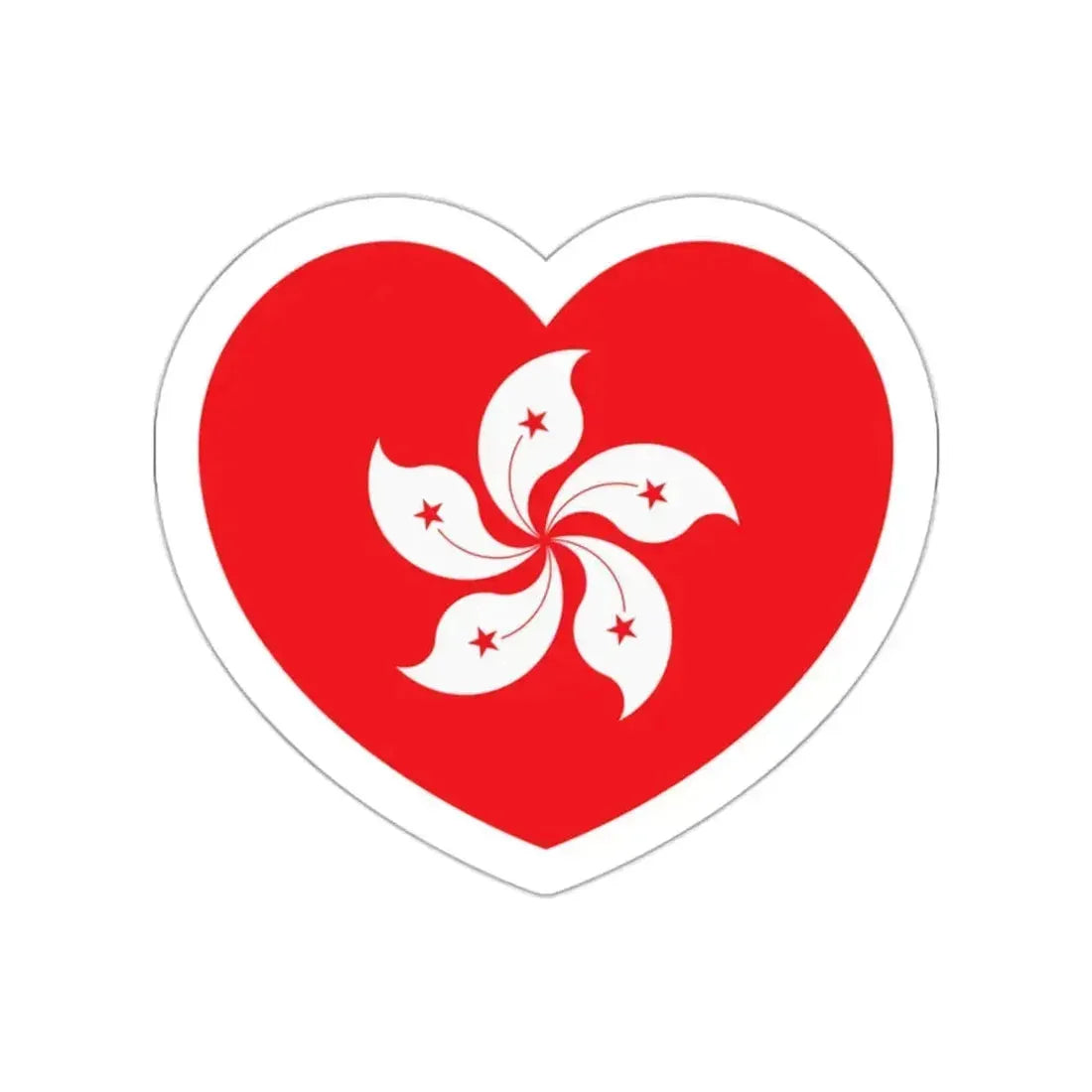 Heart Flag of Hong Kong - STICKER Vinyl Die-Cut Decal White Die-Cut 2 Inch - The Sticker Space