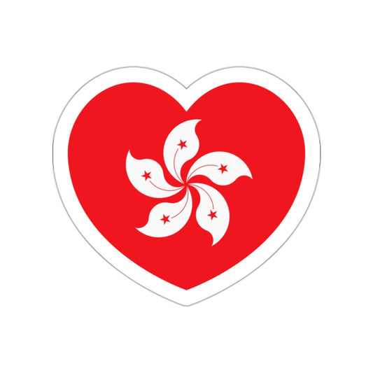 Heart Flag of Hong Kong - STICKER Vinyl Die-Cut Decal-White-The Sticker Space