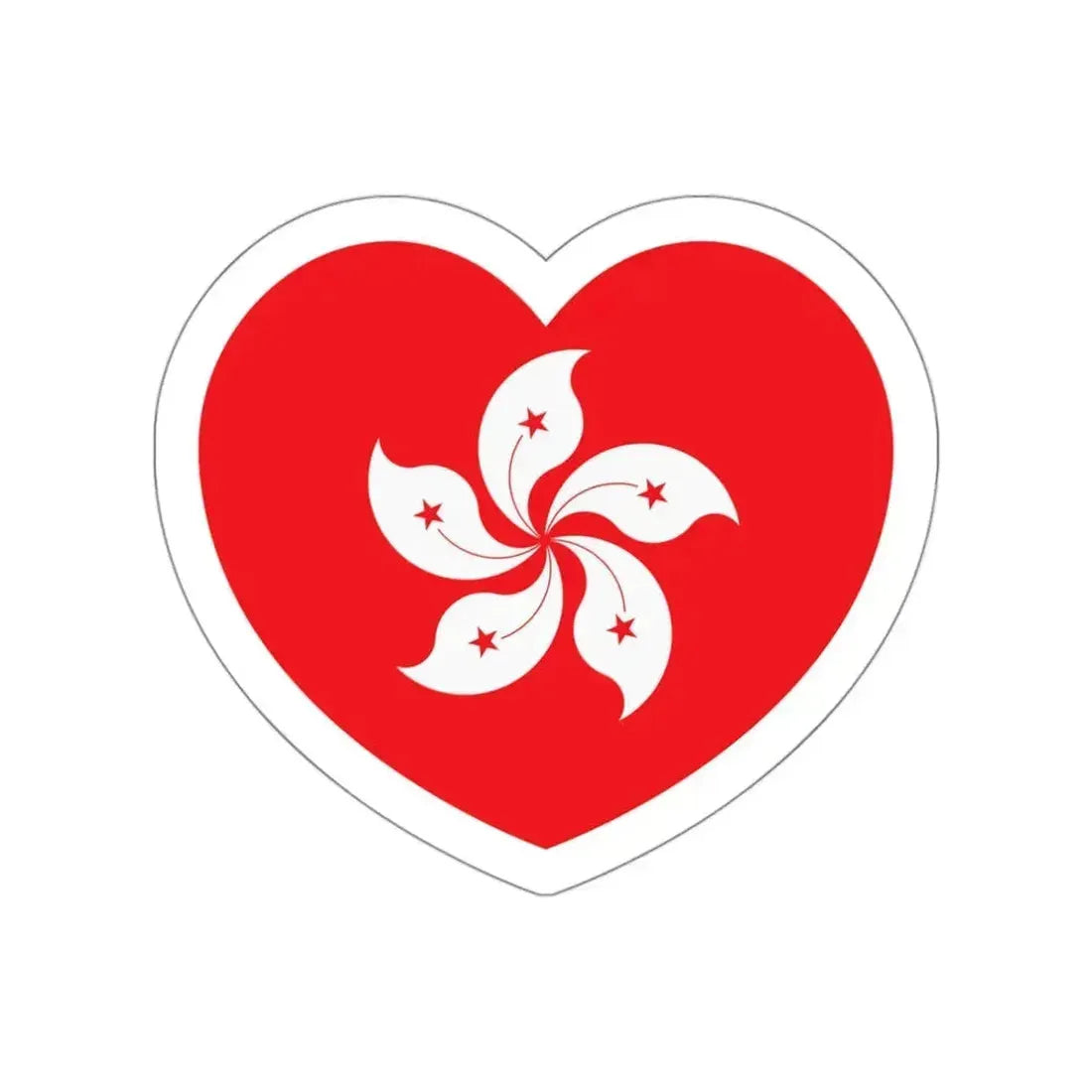 Heart Flag of Hong Kong - STICKER Vinyl Die-Cut Decal White Die-Cut 3 Inch - The Sticker Space