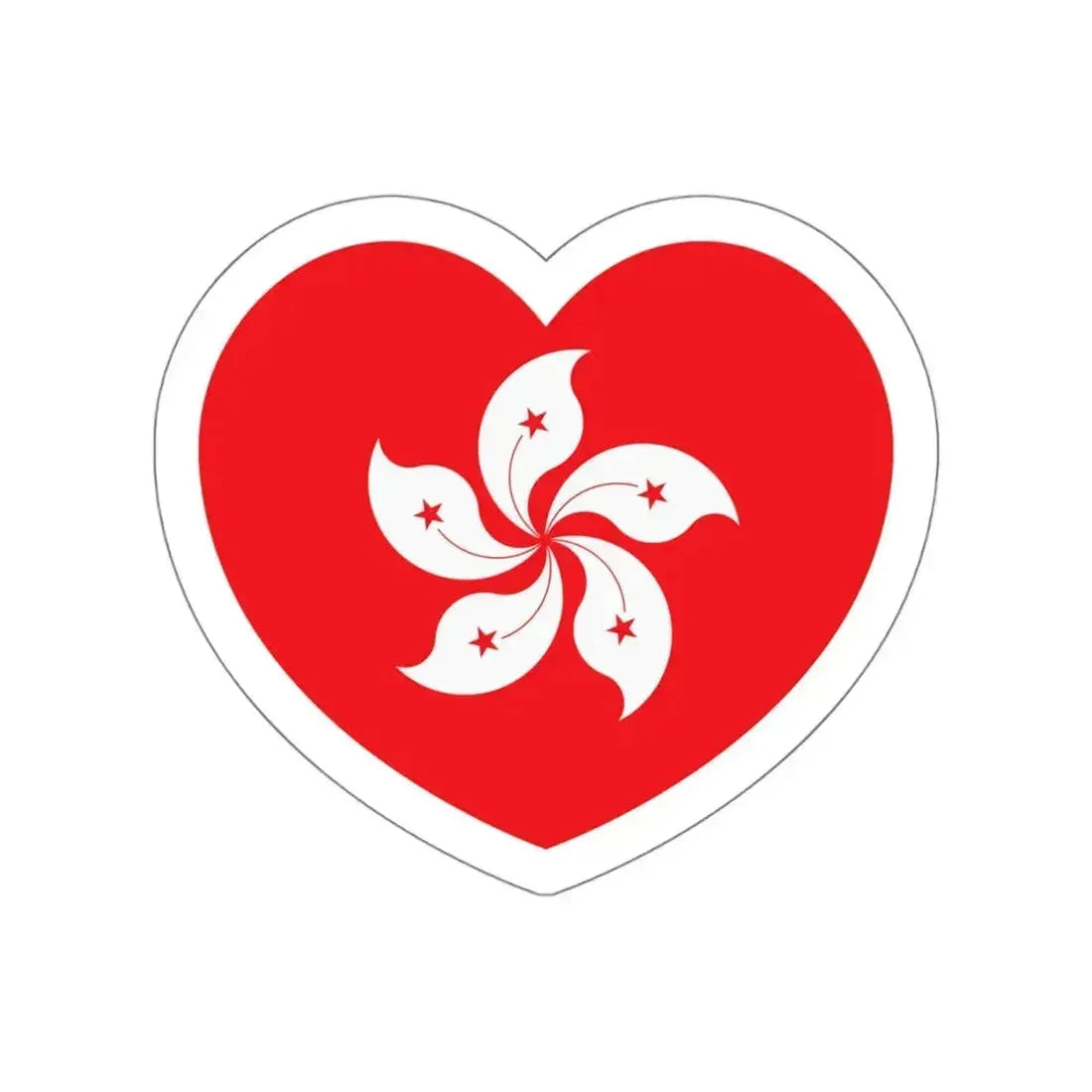 Heart Flag of Hong Kong - STICKER Vinyl Die-Cut Decal White Die-Cut 4 Inch - The Sticker Space