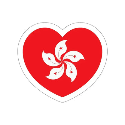 Heart Flag of Hong Kong - STICKER Vinyl Die-Cut Decal White Die-Cut 4 Inch - The Sticker Space