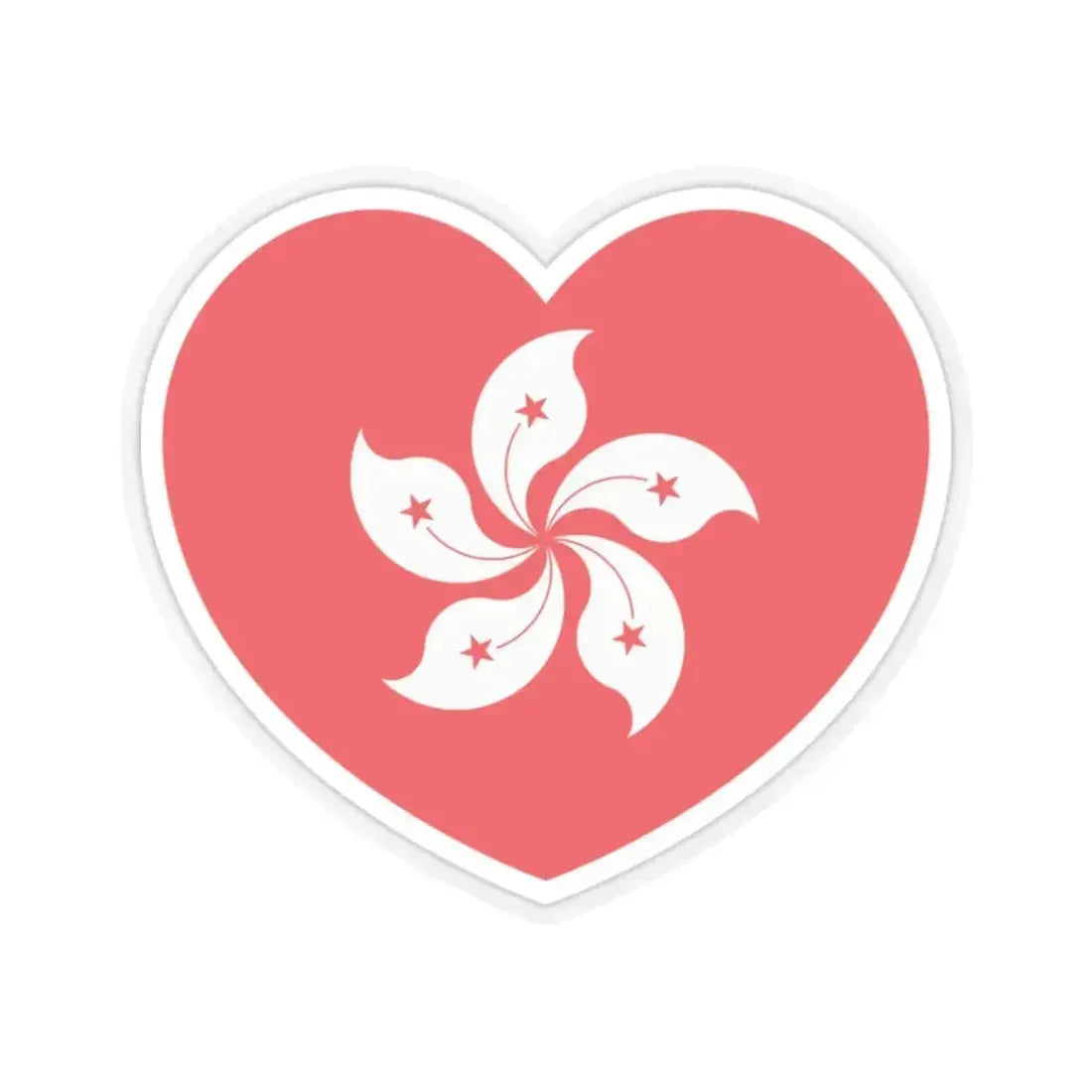Heart Flag of Hong Kong - STICKER Vinyl Kiss-Cut Decal 2 Inch Transparent - The Sticker Space