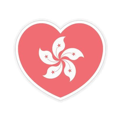 Heart Flag of Hong Kong - STICKER Vinyl Kiss-Cut Decal 2 Inch Transparent - The Sticker Space