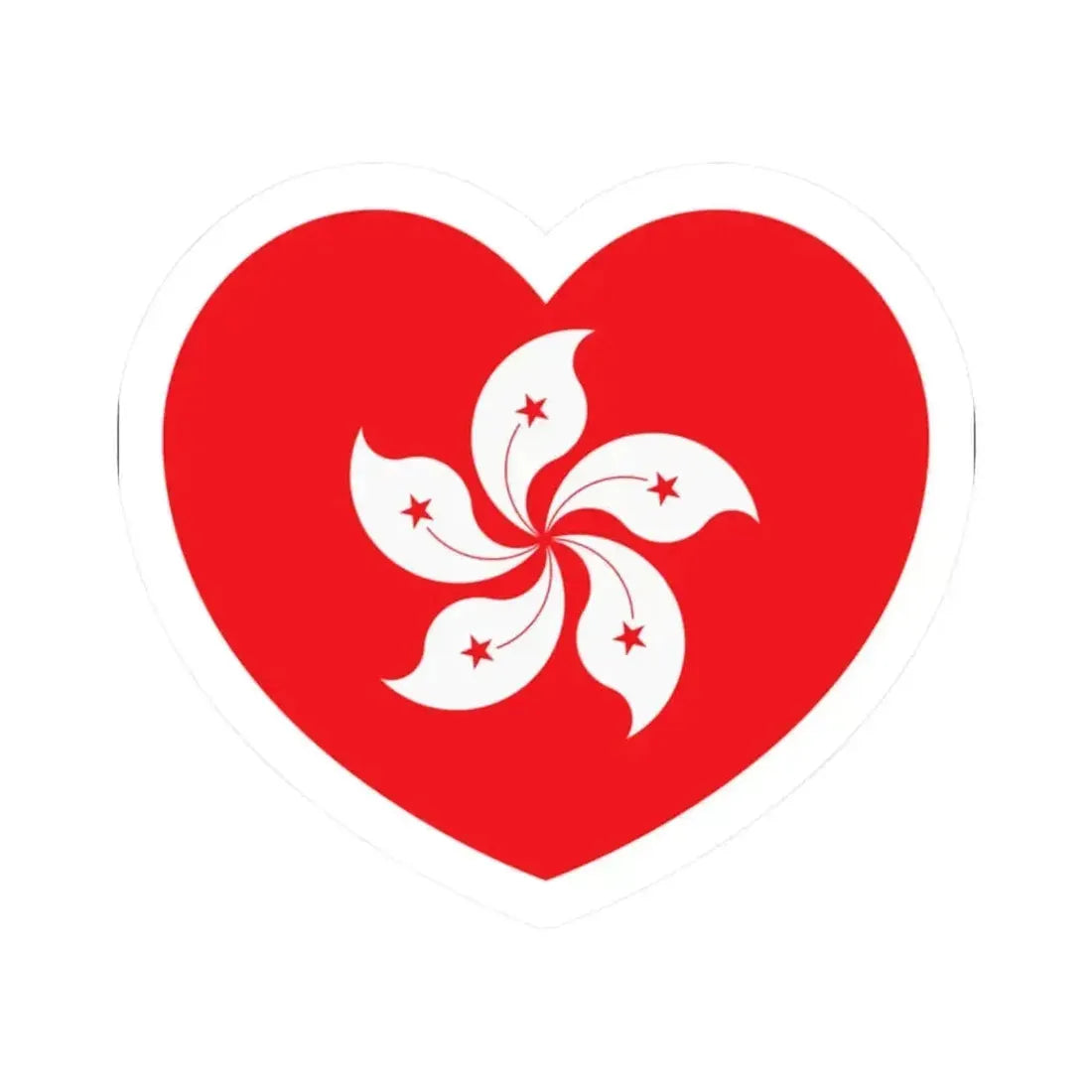 Heart Flag of Hong Kong - STICKER Vinyl Kiss-Cut Decal 2 Inch White - The Sticker Space