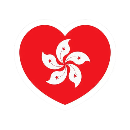 Heart Flag of Hong Kong - STICKER Vinyl Kiss-Cut Decal 2 Inch White - The Sticker Space