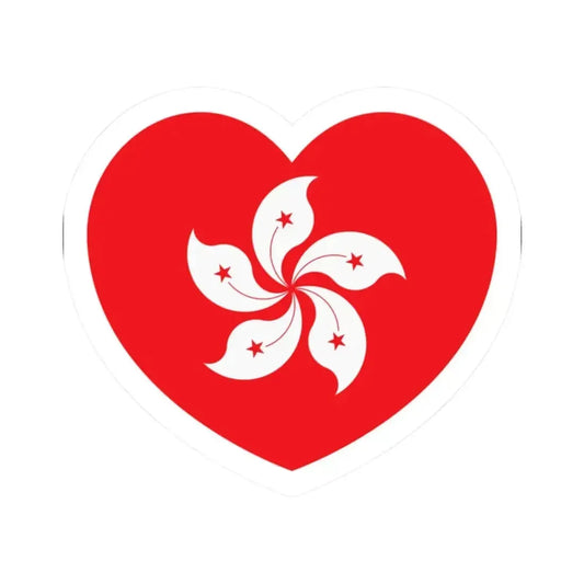 Heart Flag of Hong Kong - STICKER Vinyl Kiss-Cut Decal 2 Inch White - The Sticker Space