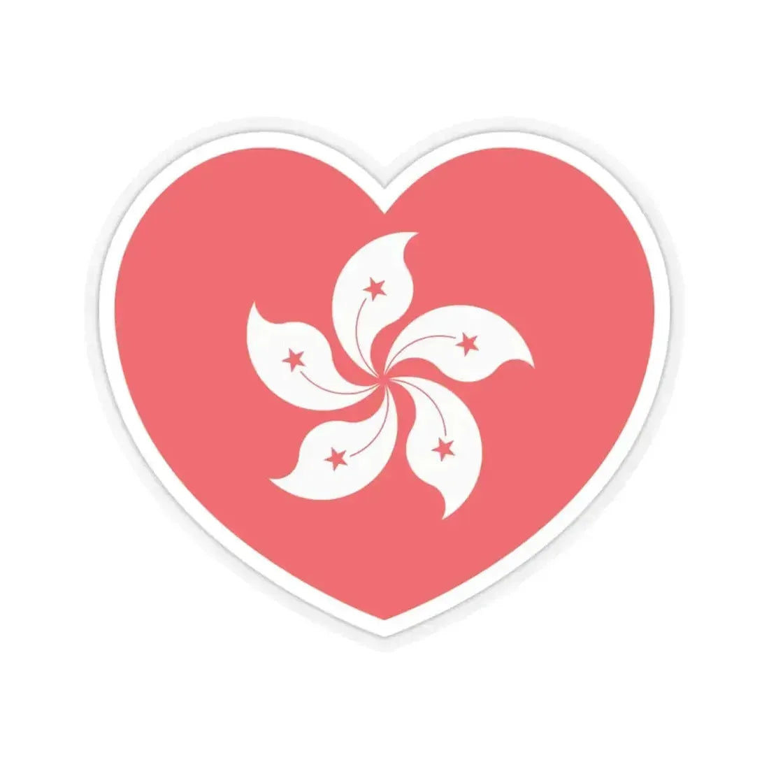 Heart Flag of Hong Kong - STICKER Vinyl Kiss-Cut Decal 3 Inch Transparent - The Sticker Space
