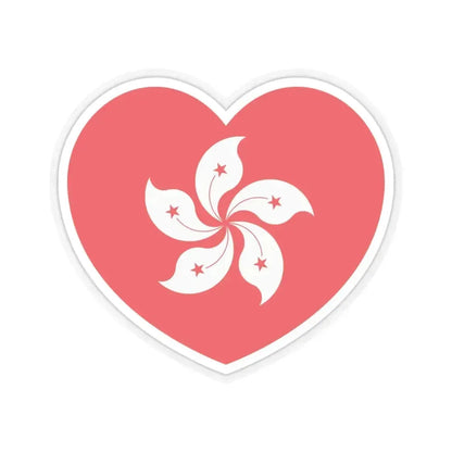 Heart Flag of Hong Kong - STICKER Vinyl Kiss-Cut Decal 3 Inch Transparent - The Sticker Space