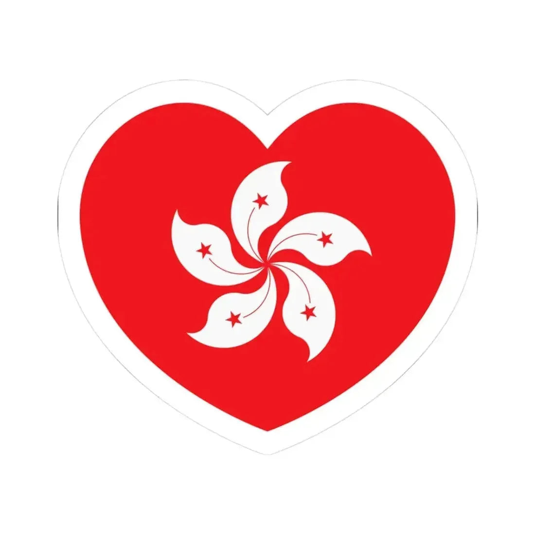 Heart Flag of Hong Kong - STICKER Vinyl Kiss-Cut Decal 3 Inch White - The Sticker Space