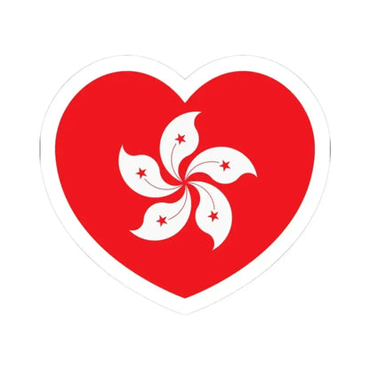 Heart Flag of Hong Kong - STICKER Vinyl Kiss-Cut Decal 3 Inch White - The Sticker Space