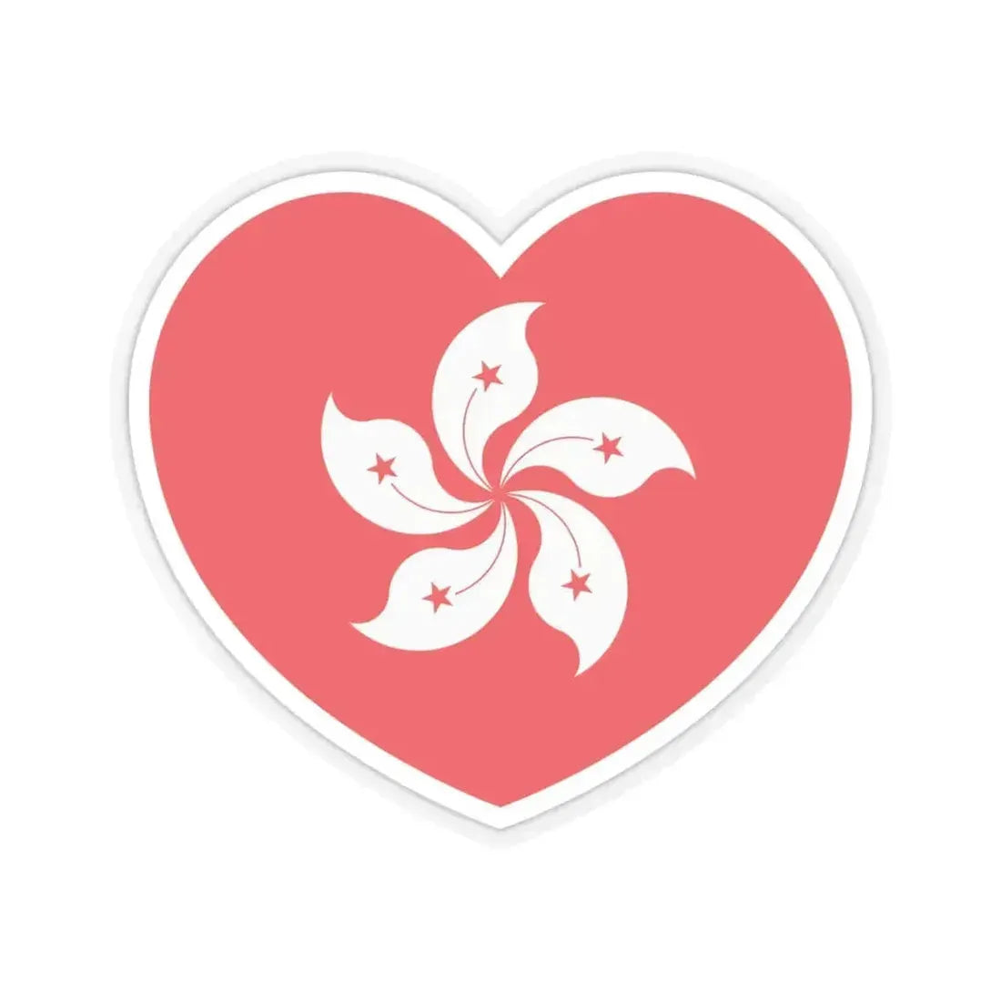 Heart Flag of Hong Kong - STICKER Vinyl Kiss-Cut Decal 4 Inch Transparent - The Sticker Space