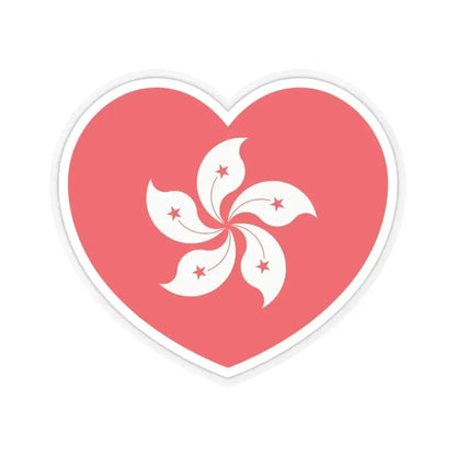 Heart Flag of Hong Kong - STICKER Vinyl Kiss-Cut Decal 4 Inch Transparent - The Sticker Space